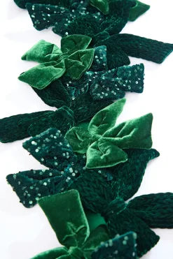 48" Green Velvet Sequin Bow Garland