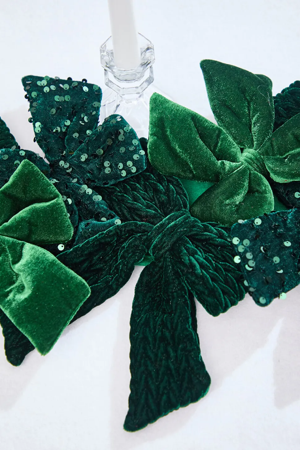 48" Green Velvet Sequin Bow Garland
