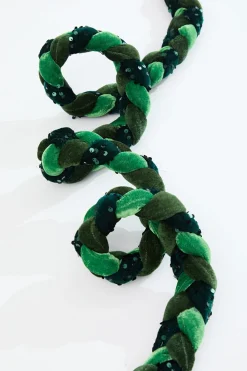 66" Green Velvet Sequin Braided Roping