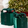 16" Green Velvet Sequin Gift Box