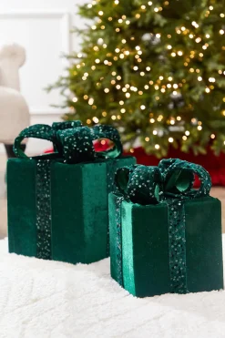 16" Green Velvet Sequin Gift Box