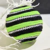 5" Green Velvet Stripe Ball Ornament