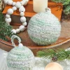 Green/White Knit Ball Ornaments - Set of 2
