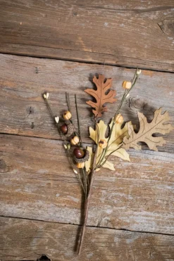 12” Harvest Wood Leaf Pick with Berry