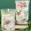 8"H B/O Lighted Glass Deer/Moose Design Hurricane Luminary