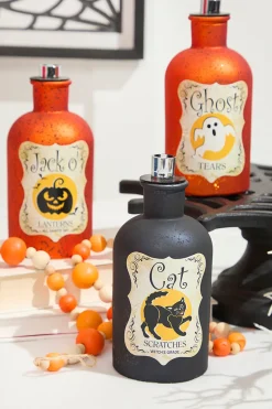 7"H B/O Lighted Glass Halloween Bottle Luminary