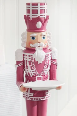 20"H Nutcracker with Tray - Pink & White