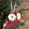 4” Holiday Plaid Owl Ornaments - Set of 3