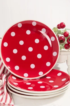 Holly Jolly Polka Dot Dolomite Plates - Set of 4