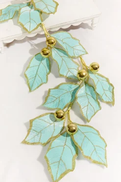 5' Holly Leaves Garland - Blue & Gold