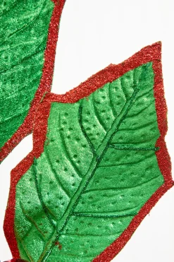 30" Holly Leaves Spray - Red & Green