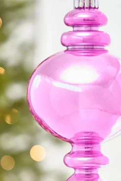 9" Hot Pink Pearlescent Finial Ornament