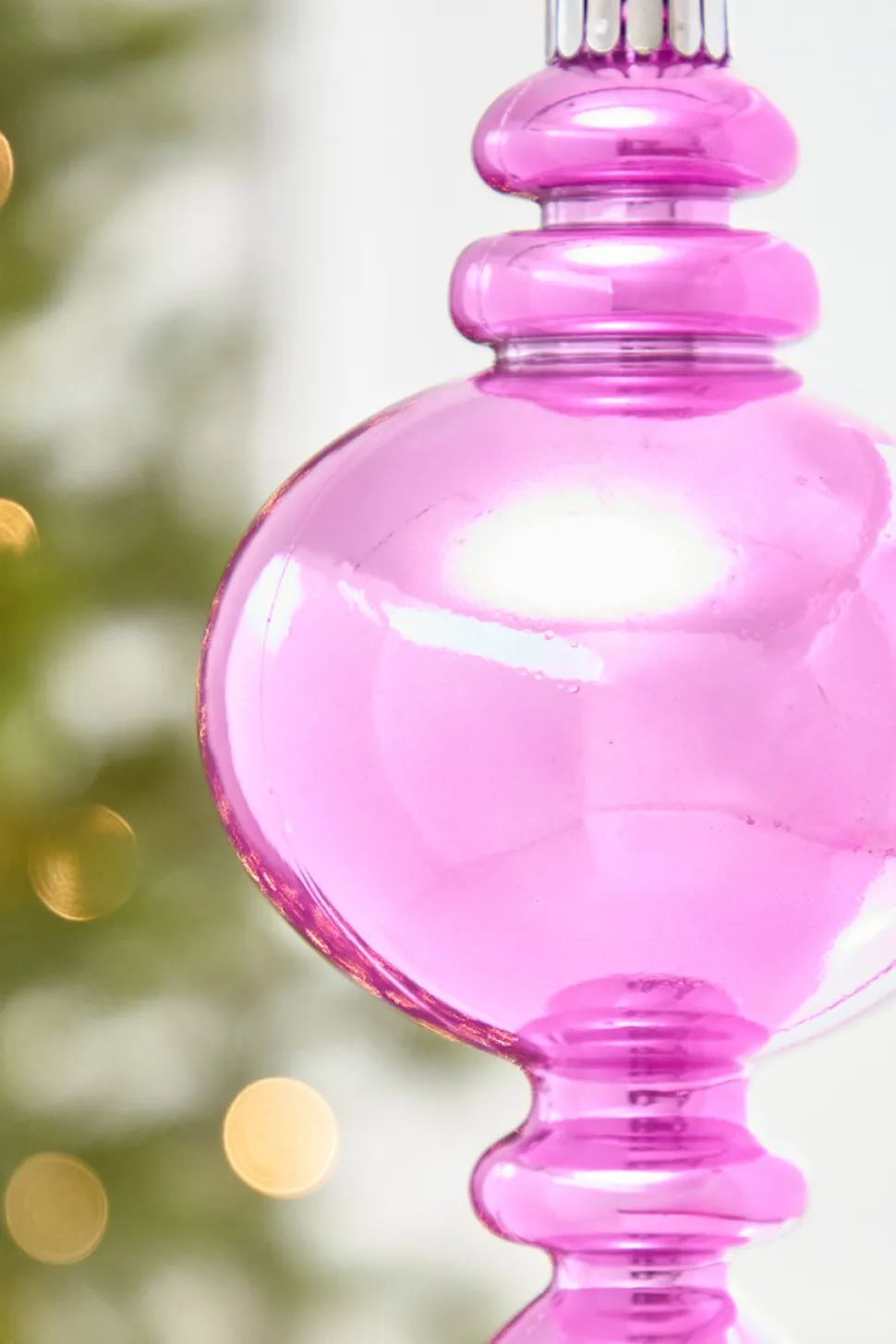 9" Hot Pink Pearlescent Finial Ornament