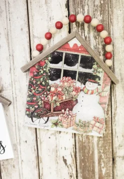 7.5”H Snowman Wall Hanging with Beaded Hanger