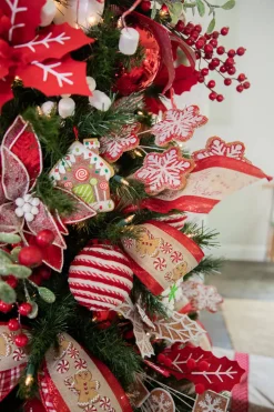 26” Iced Red and White Snowflake Spray