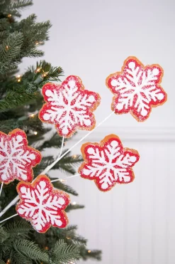 26” Iced Red and White Snowflake Spray