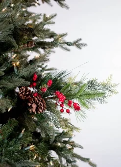 25” Ice Mixed Pine Berry Pinecone Spray