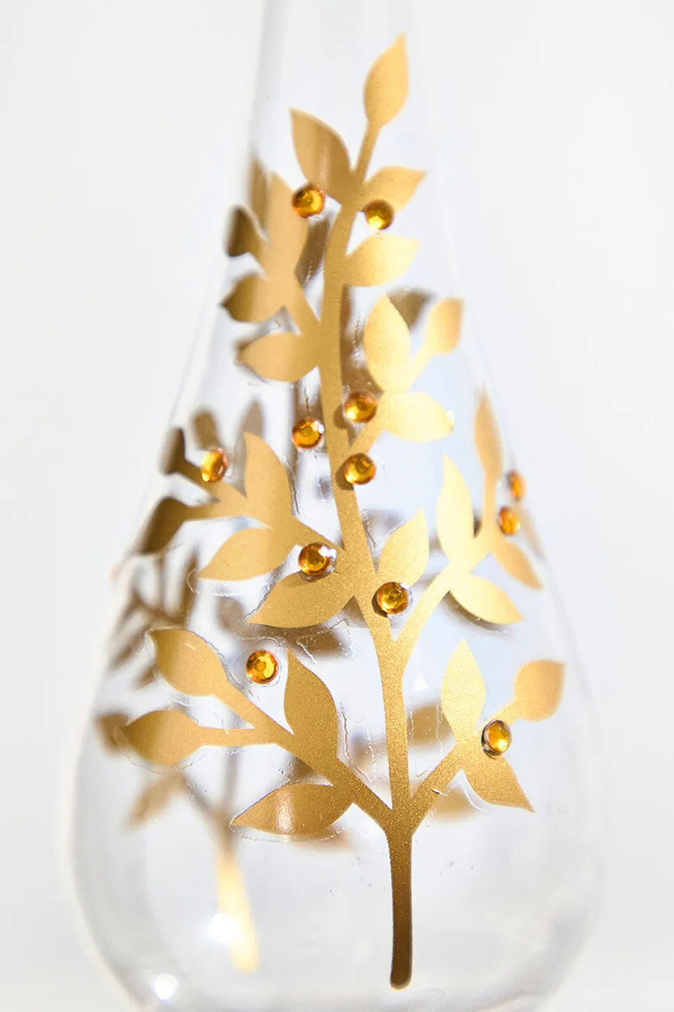 8" - 9" Icicle Glass Ornament with Gold Leaf Detail