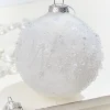 4" - 5.5" Icy Beaded White Glass Ornament
