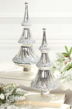 14.5" Icy Silver Christmas Tree