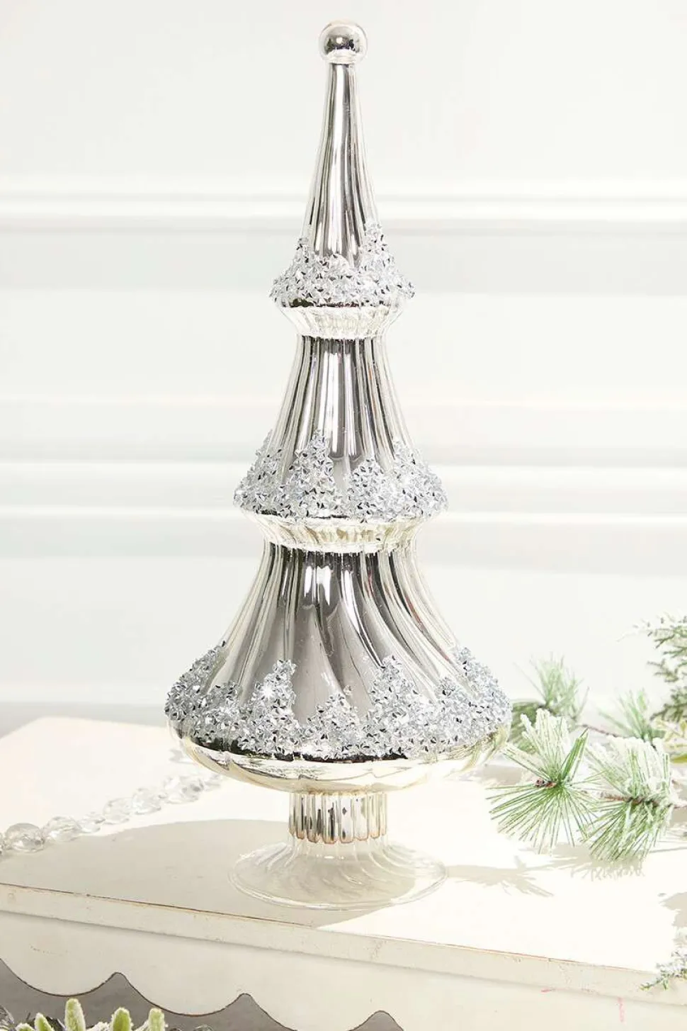 14.5" Icy Silver Christmas Tree