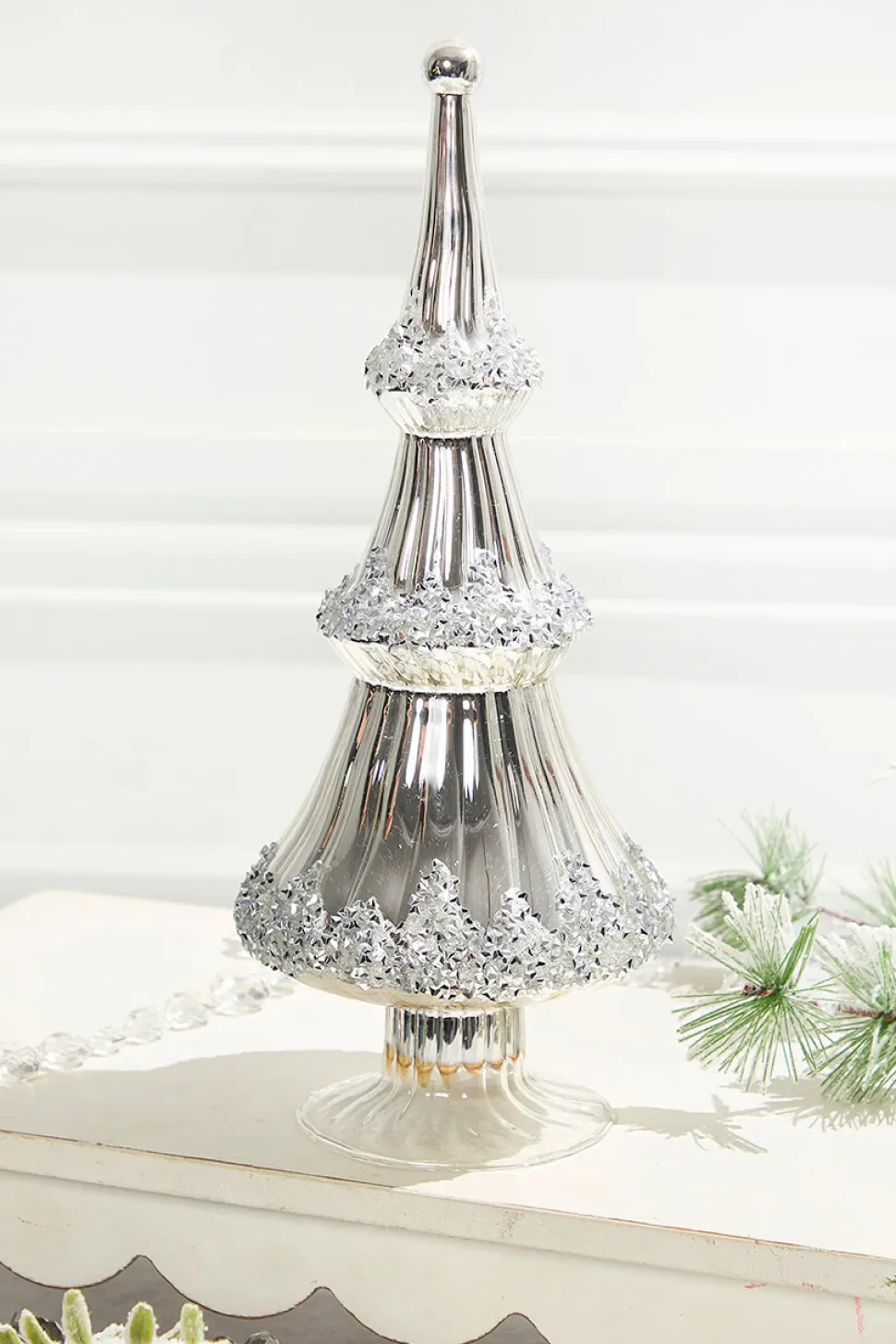 12.5" Icy Silver Christmas Tree
