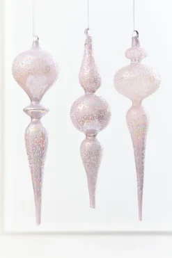 12" - 13" Iridescent Glitter Finial Glass Ornament