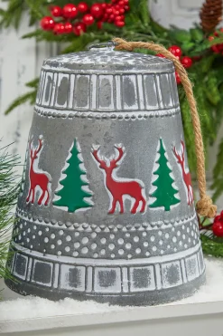 10” Iron Pressed Bell with Deer & Tree Detail