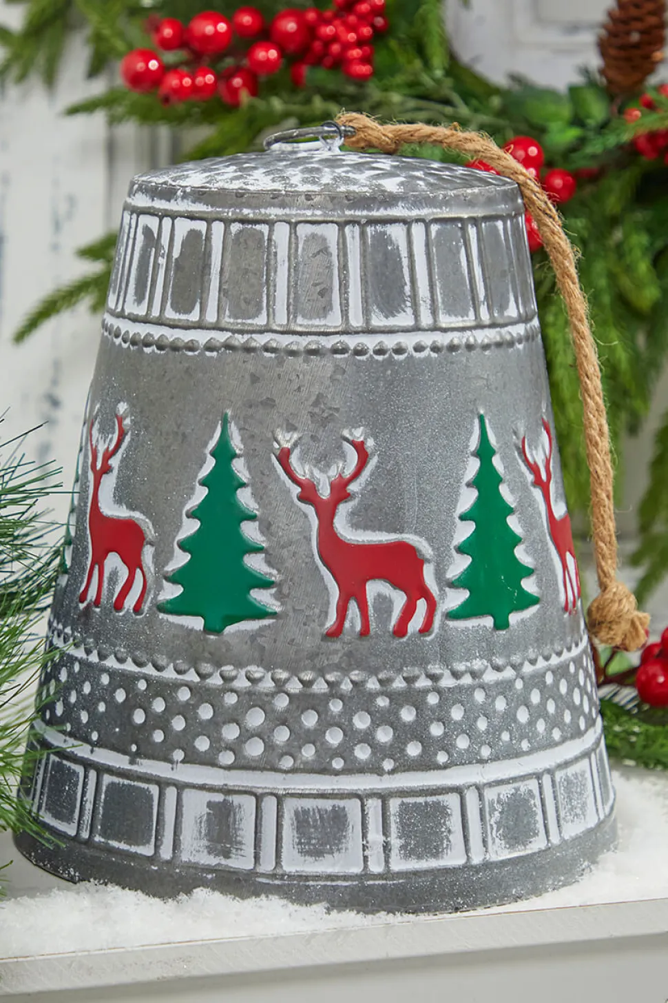 10” Iron Pressed Bell with Deer & Tree Detail