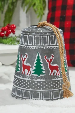 8” Iron Pressed Bell with Deer & Tree Detail