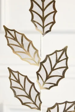 20" Ivory & Gold Metallic Leaf Spray