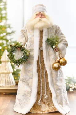 23” Ivory Santa with Wreath & Ornaments Figure