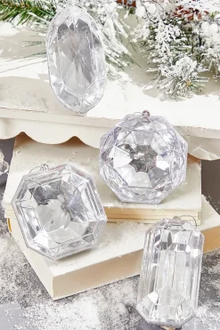 4"-5" Jewel Ornament - Silver
