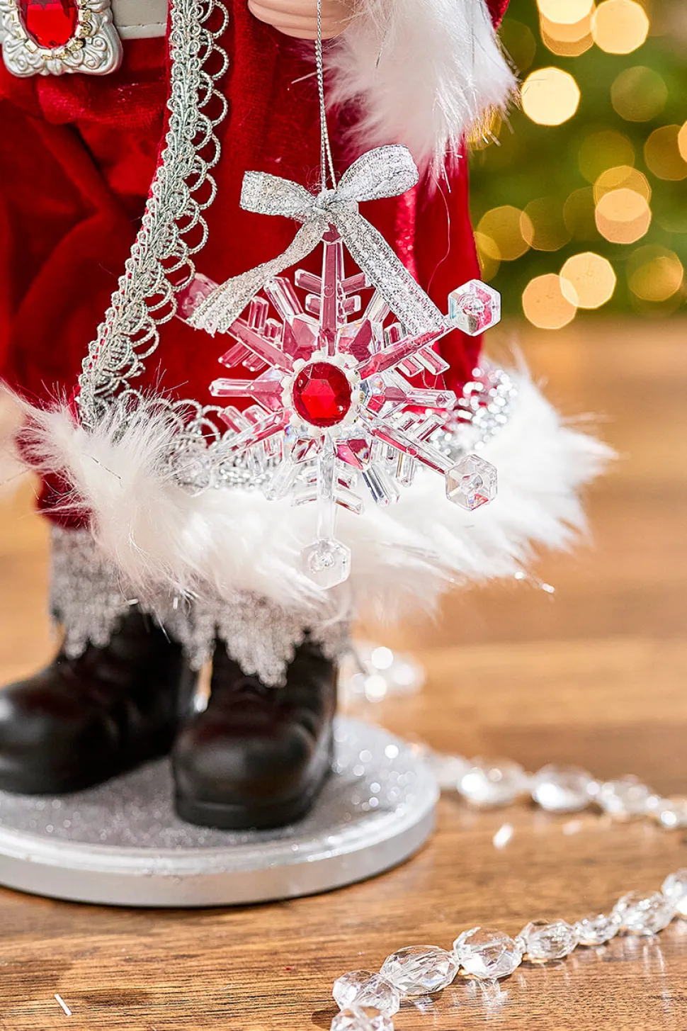 21" Jewel Santa With Snowflake On Base