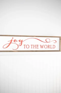 31.8” Joy To The World Embossed Sign with Wood Frame & Glitter Accent Letters