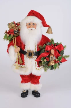 17" Karen Didion Lighted Berry Wreath Santa