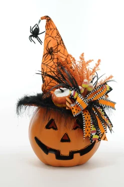 Karen Didion Lighted Pumpkin with Orange Hat