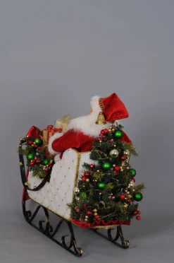 Karen Didion Lighted White Sled Santa
