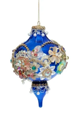 8" King's Jewel Extra Fancy Finial Ornament, Blue - Mark Roberts