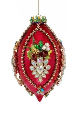 8" King's Jewel Finial Ornament, Raspberry Shiny - Mark Roberts