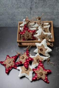 3" Knit Star Ornament W/ Box - Set of 12