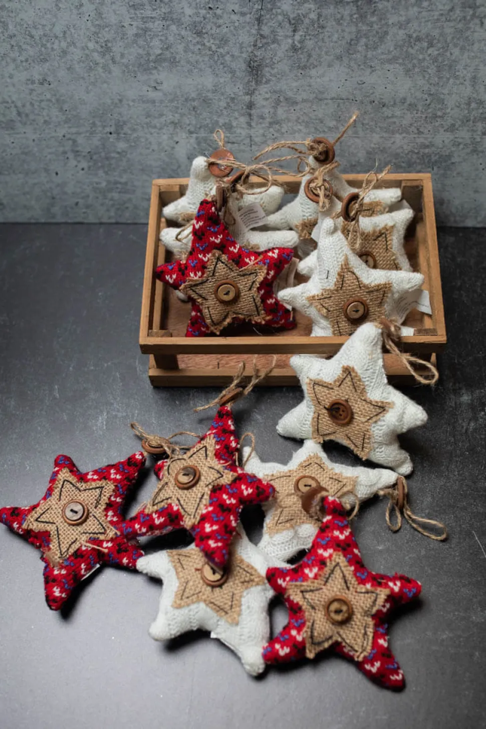 3" Knit Star Ornament W/ Box - Set of 12
