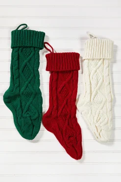 Knitted Christmas Stockings - Green