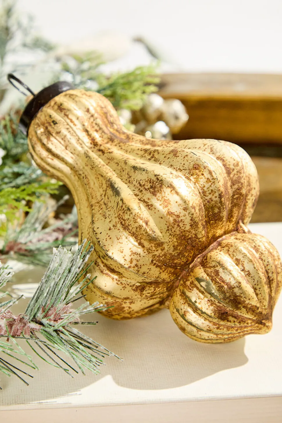 6" Large Matte Gold Turban Ornament