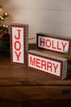 9.4” L Buffalo Check Wood Holiday Sign