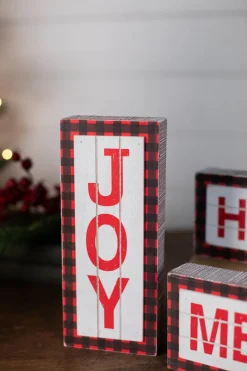 9.4” L Buffalo Check Wood Holiday Sign