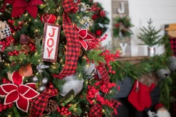 9.4” L Buffalo Check Wood Holiday Sign