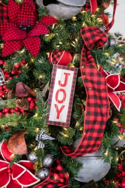 9.4” L Buffalo Check Wood Holiday Sign