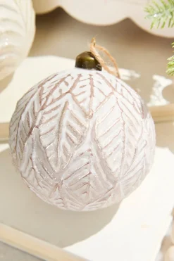 4" Leafy Ball Glass Ornament