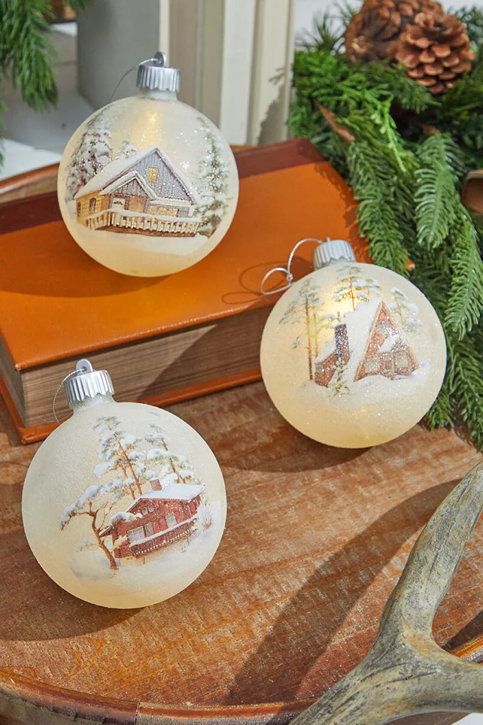 4” LED Glass Cabin Ornament